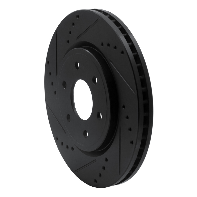 Nissan Pathfinder Brake Rotor (1) - Front Left - R1 Concepts - Drilled & Slotted - Black - `05-`25